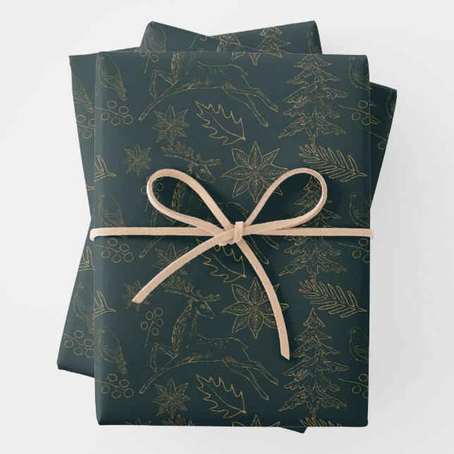 Reindeer Christmas Holiday Tissue Papier cadeau (En situation)