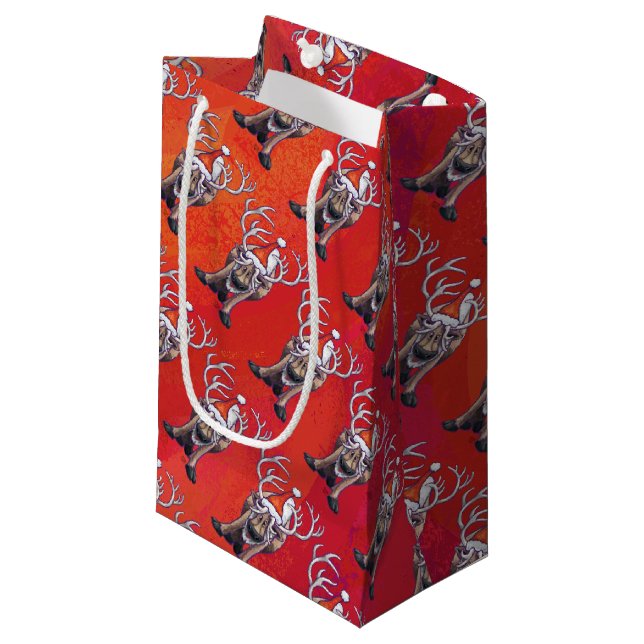 Reindeer Christmas Kleine Geschenktüte (Vorderseite Schrägansicht)