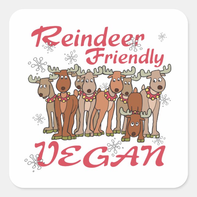 Reindeer Christmas Quadratischer Aufkleber (Vorderseite)