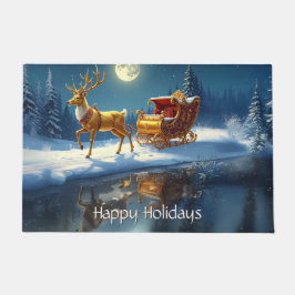 Reindeer Christmas Sleigh Holiday Doormat Fußmatte
