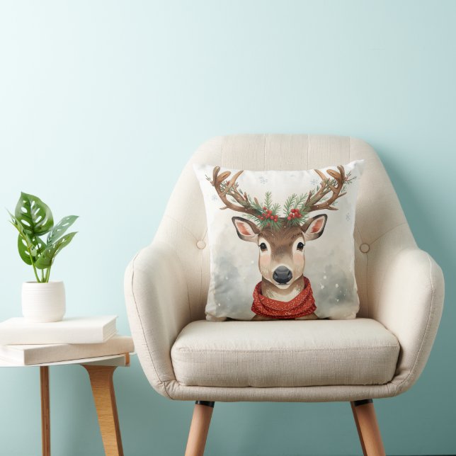 Reindeer Christmas Throw Pillow For Holiday Kissen (Stuhl )