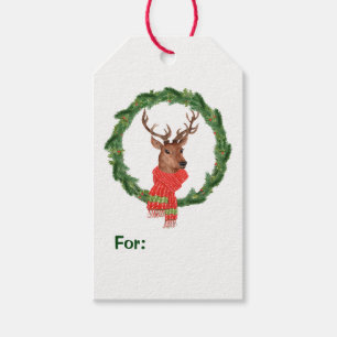 Reindeer Christmas Wreath Geschenkanhänger
