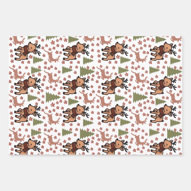 Reindeer cute floral mug geschenkpapier set (Vorderseite)
