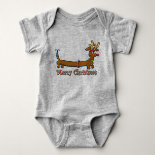 Reindeer Dackel Frohe Weihnachten Baby Strampler