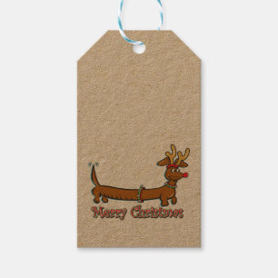 Reindeer Dackel Frohe Weihnachten Geschenkanhänger