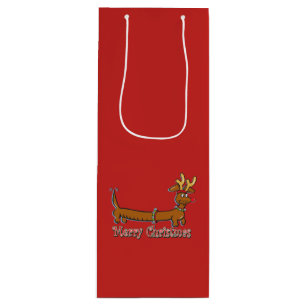 Reindeer Dackel Frohe Weihnachten Geschenktüte Für Weinflaschen