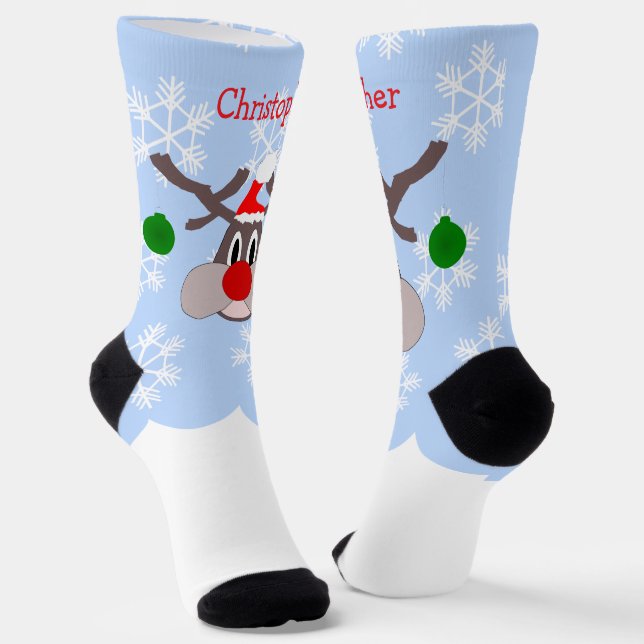 Reindeer Design Christmas Socken (Gewinkelt)