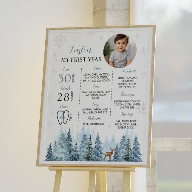 Reindeer d'hiver Anniversaire Photo Poster de l'ét (Créateur téléchargé)