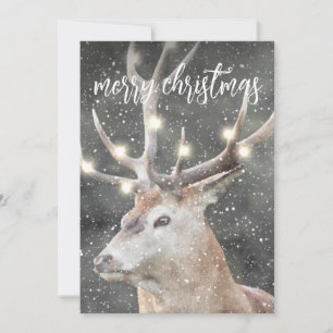 Reindeer En Hiver Carte De Voeux Vacances Neige
