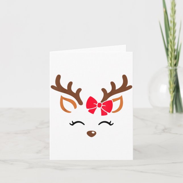 Reindeer Face Gles Christmas Costume Xmas Pajama G Karte (Vorderseite)