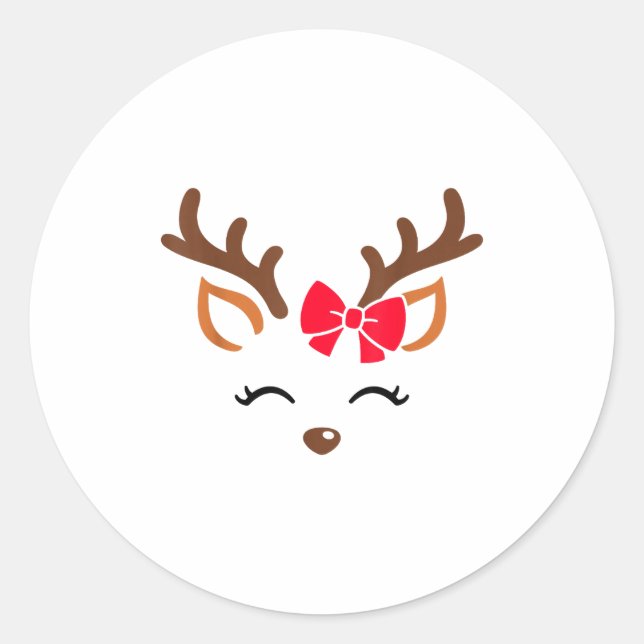 Reindeer Face Gles Christmas Costume Xmas Pajama G Runder Aufkleber (Vorderseite)