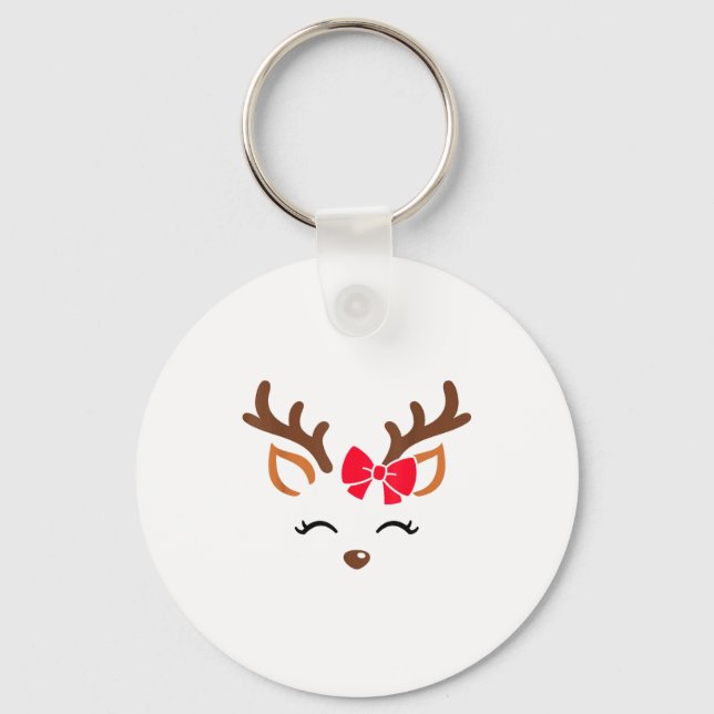 Reindeer Face Gles Christmas Costume Xmas Pajama G Schlüsselanhänger (Vorderseite)