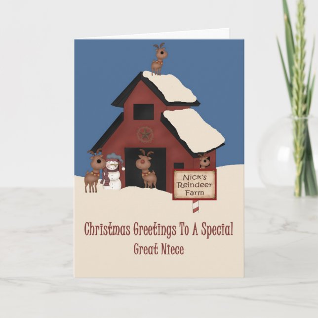 Reindeer Farm Great Niece Christmas Feiertagskarte (Vorderseite)