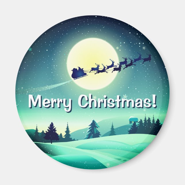 Reindeer Flying Sleigh Magnet (Vorne)