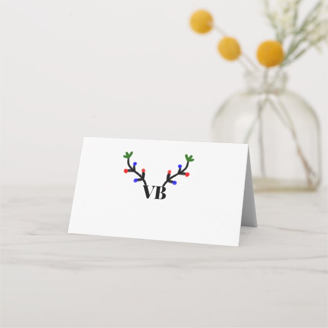 Reindeer frohe Weihnachten hinzufügen Namen Text T Platzkarte (Vorderseite)
