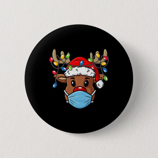 Reindeer Frohe Weihnachts-Spaß Xmas Button (Vorderseite)