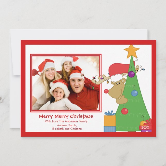 Reindeer Fun Christmas Flat Carte photo (Devant)