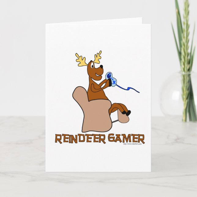 Reindeer Gamer Feiertagskarte (Vorderseite)