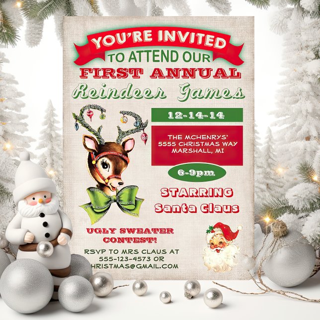 Reindeer Games Fête de Noël Invitation (Créateur téléchargé)