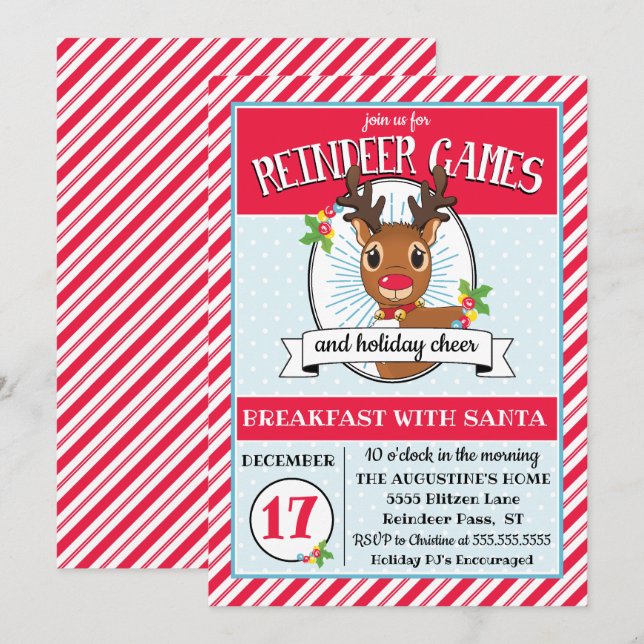 Reindeer Games Fête de Noël Invitation (Devant / Derrière)