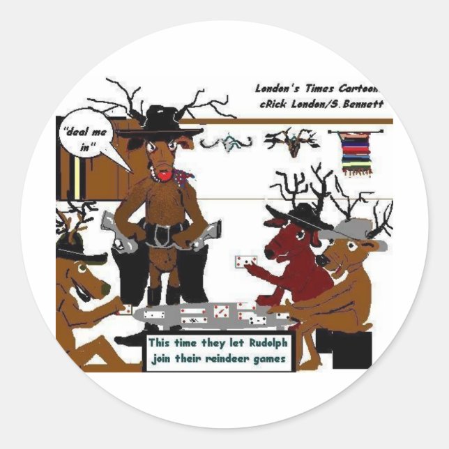 Reindeer Games Weihnachtsgeschenke & T-Shirts Runder Aufkleber (Vorderseite)