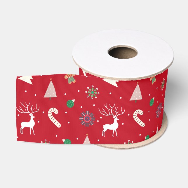 Reindeer, Gingerbread, Snowflakes & Candy Canes Ripsband (Spule)