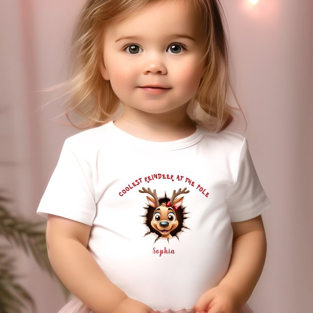 Reindeer Girl Brechen durch Name Weihnachten Kleinkind T-shirt (Funny Reindeer Girl Breaking Through Christmas Toddler T-shirt)
