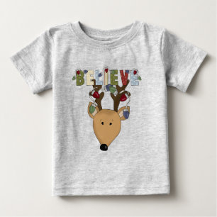 Reindeer glaubt Weihnachten Niedlich Baby T-shirt