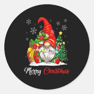 Reindeer Gnome Matching Family Xmas Merry Christma Runder Aufkleber