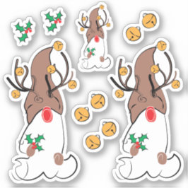 Reindeer Gnome Weihnachtsfeiertag Aufkleber