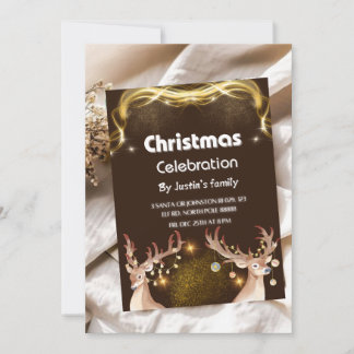 Reindeer Gold Theme Weihnachtswagen der Party Einl Save The Date