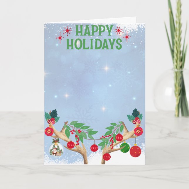 Reindeer Happy Holidays Feiertagskarte (Vorderseite)