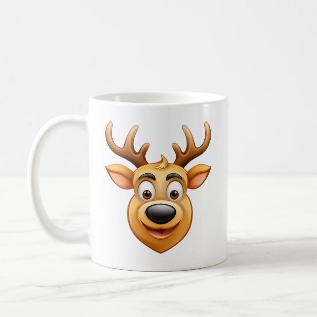 Reindeer Happy Reindeer With Big Antlers and Smile Kaffeetasse (Links)