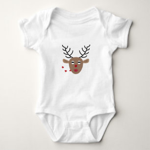 Reindeer Hearts Kisses Festivals Niedlich Baby Strampler