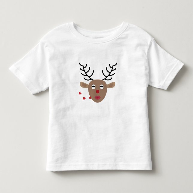 Reindeer Hearts Kisses Festivals Niedlich Kleinkind T-shirt (Vorderseite)