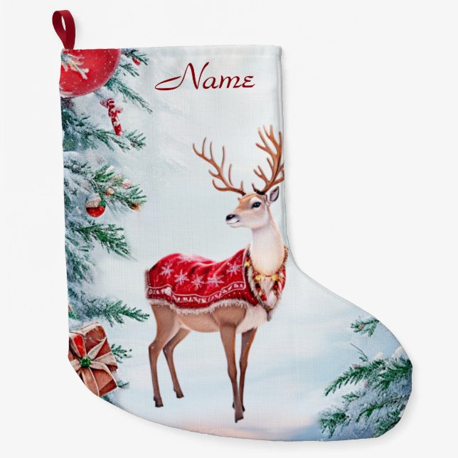 Reindeer Holiday Strumpf Großer Weihnachtsstrumpf (Vorderseite)