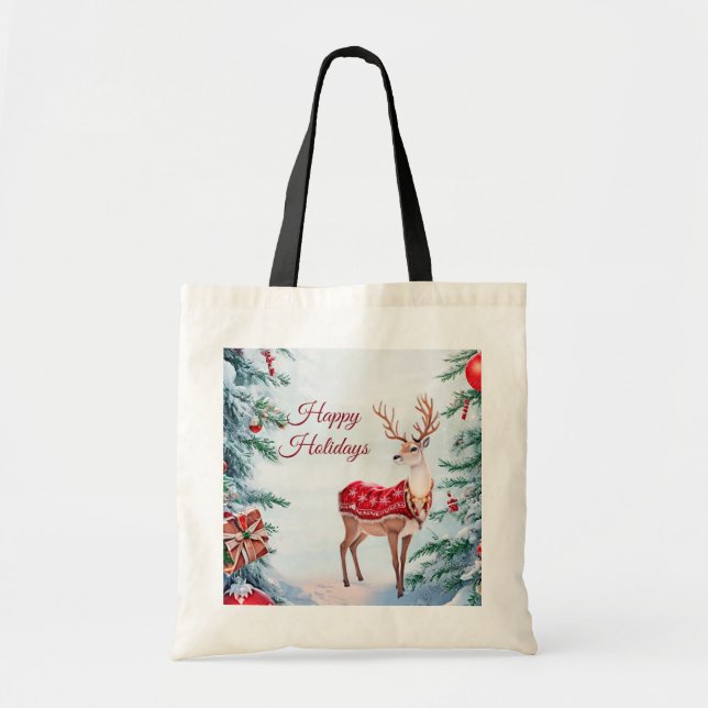 Reindeer Holiday Tote Bag Tragetasche (Vorne)