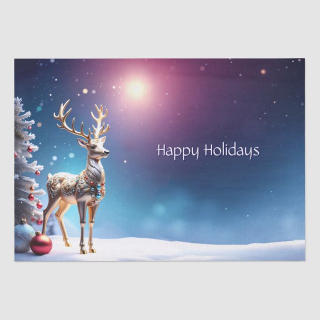 Reindeer Jewels Weihnachts-Weihnachtszettel Seidenpapier (Vorderseite)