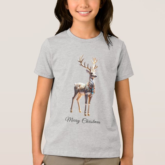 Reindeer Jewels Weihnachtsfeiertag Tri-Blend Shirt (Vorderseite)