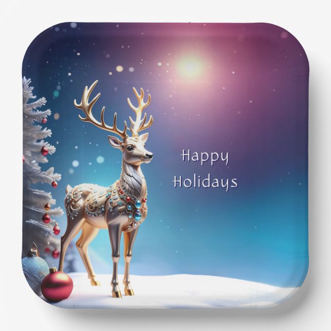 Reindeer Jewels Weihnachtszeitung Plate Pappteller (Vorderseite)