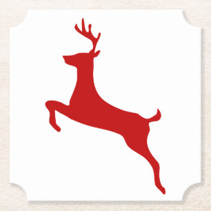 Reindeer Jump Weihnachts Rote Silhouette Cooler Untersetzer