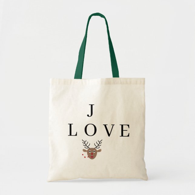 Reindeer Liebe Joy Kisses Festivals Tragetasche (Vorne)