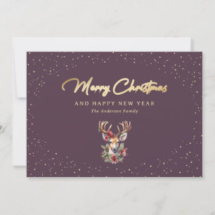 Reindeer Lila Gold Snow Frohe Weihnachten