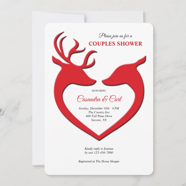 Reindeer Love Bridal Shower Invitation (Devant)