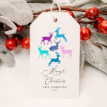 Reindeer Merry Christmas Candy Pastel Geschenkanhänger<br><div class="desc">Elegantes Weihnachtsgeschenk-Tag mit Silhouette von Rentieren in Süßpastellfarben. Der Schriftart sagt "Frohe Weihnachten".</div>