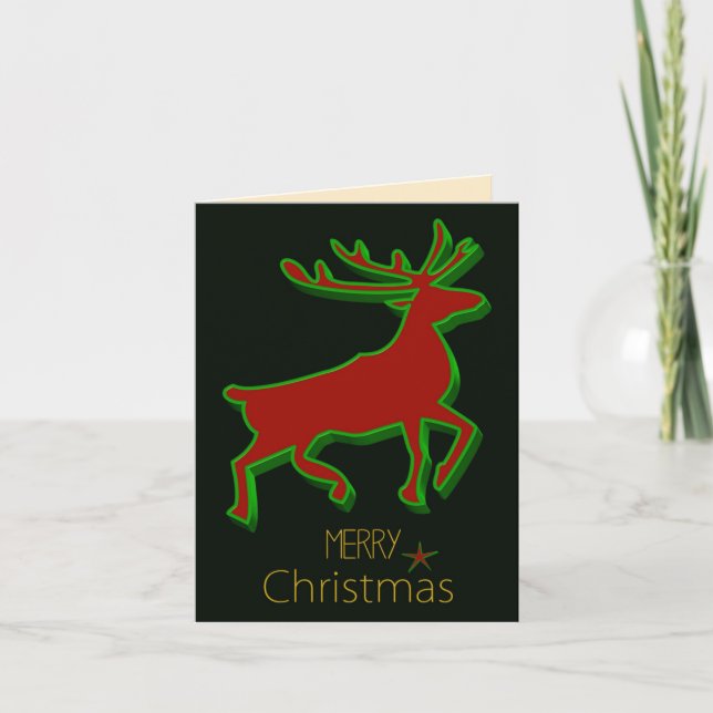 Reindeer Merry Christmas Karte (Vorderseite)