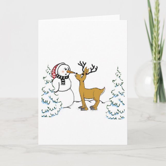 Reindeer Mischief Feiertagskarte (Vorderseite)