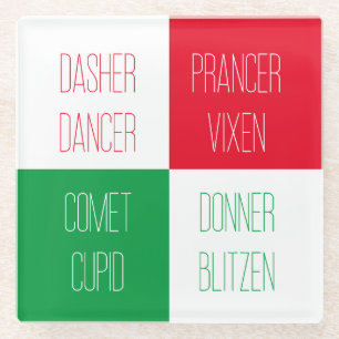 REINDEER NAMES Glass Drink Untersetzer