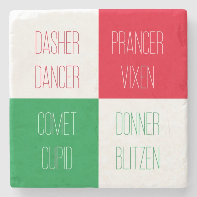 REINDEER NAMES Marble Stone Untersetzer (Vorderseite)