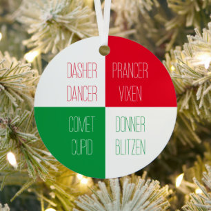REINDEER NAMES Metal Circle Ornament Aus Metall